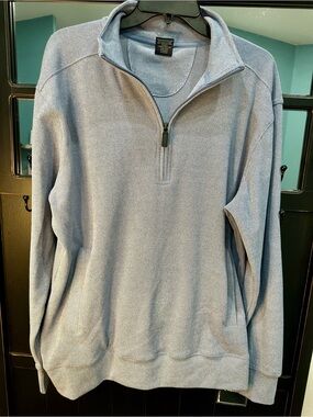 J. America Men's Light grayZip-Front Pullover Sweater